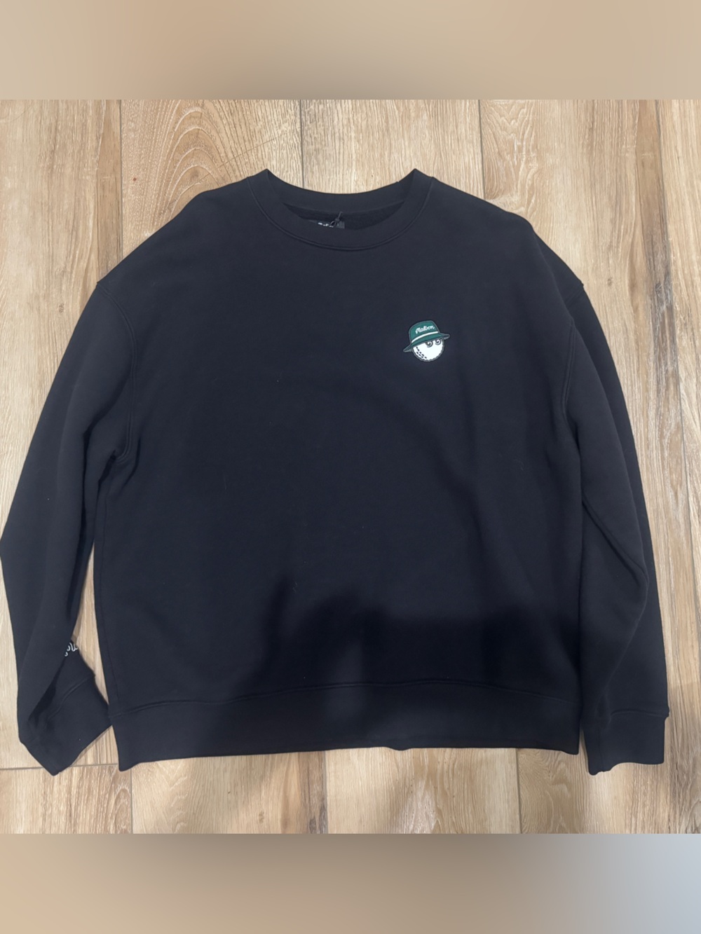 NWT Malbon Golf Black Crewneck Sweatshirt with Small Green & White Logo